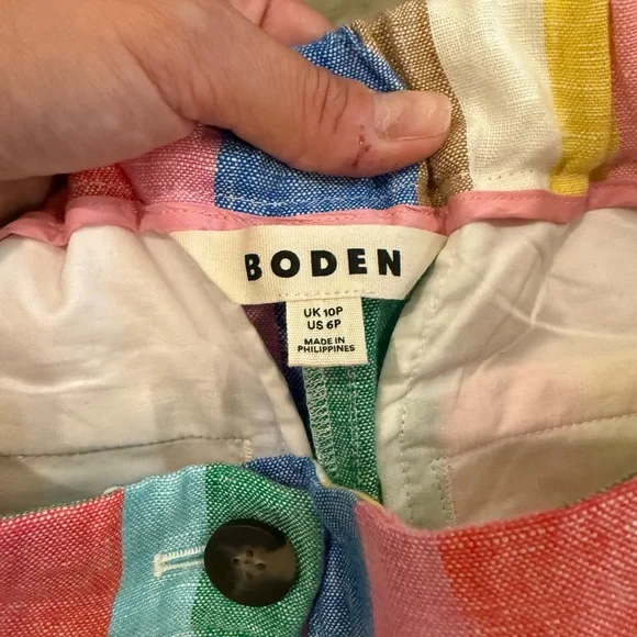 Boden Dulwich Linen Pants in Bright Rainbow Stripe - Picture 3 of 6